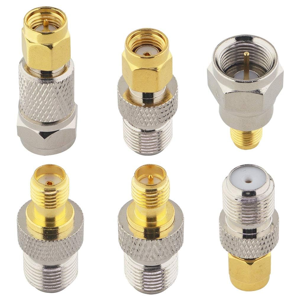 F to SMA/RP-SMA Kit 6 Pack F Type to SMA and RP SMA Set SMA to RG6 Adapter Female to Female Coaxial Connector Female to Male Coax Adapter for Wifi Radio TV Antenna FPV Drone Extension Cable