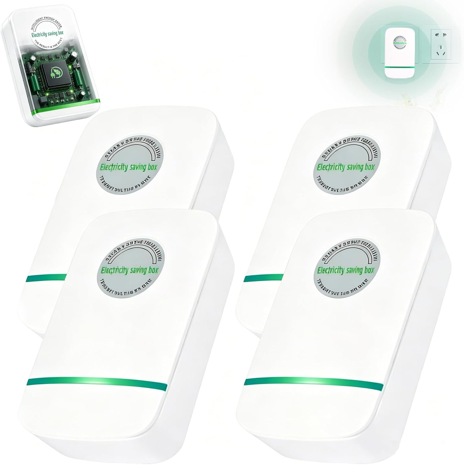 Electricity Saving Box 4 Pack, Outlet Device, Electrical Power Accessory for Home, Office & Commercial Use