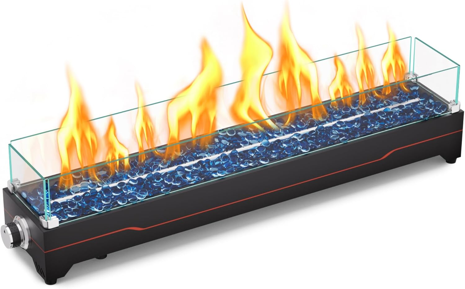 Tabletop Fire Pit,36 Inch Propane Fire Pit Table,50000 BTU Table Top Firepit with Glass Wind Guard,Stainless Steel Burner,Fire Glass,Portable Propane Fire Pit for Patio, Camping, Backyard & RV