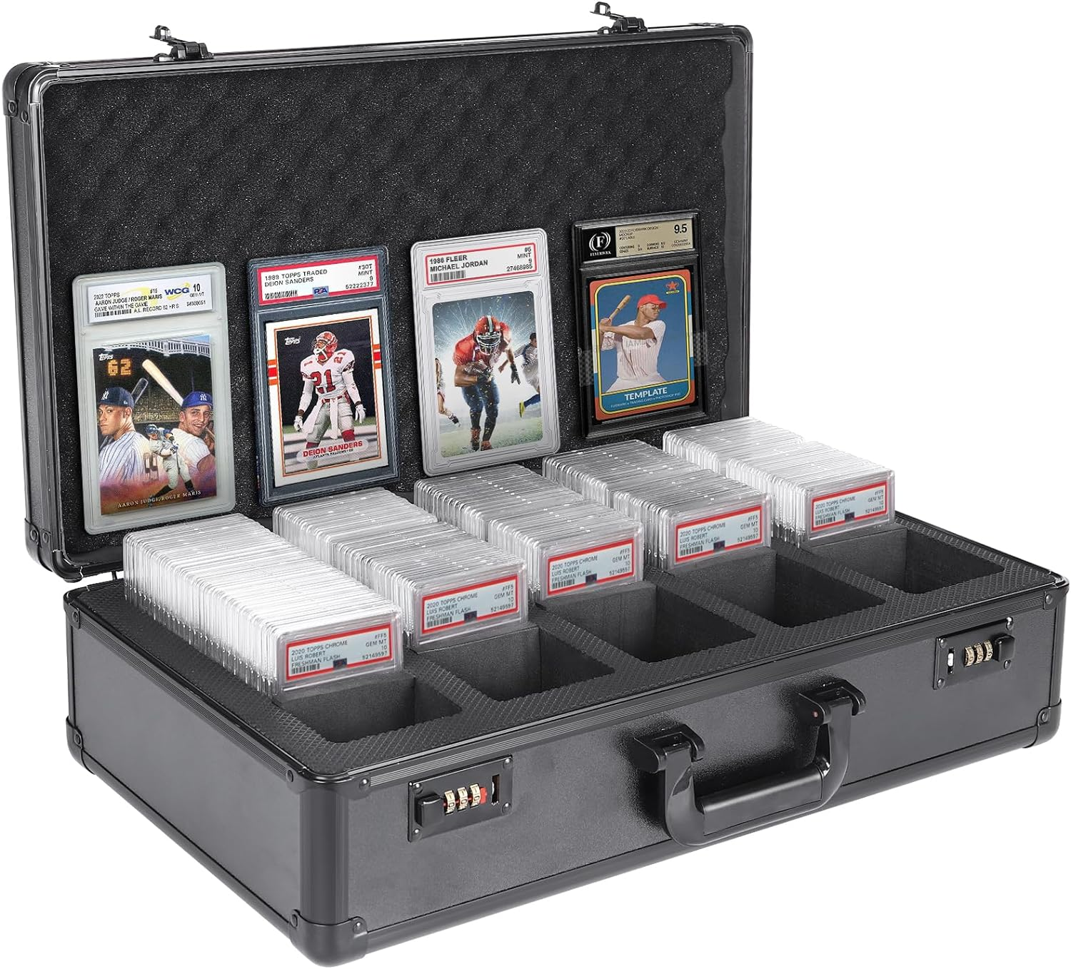 Graded Card Storage Box 5 Slot PSA BGS Slab Case Lockable Trading Card Holder