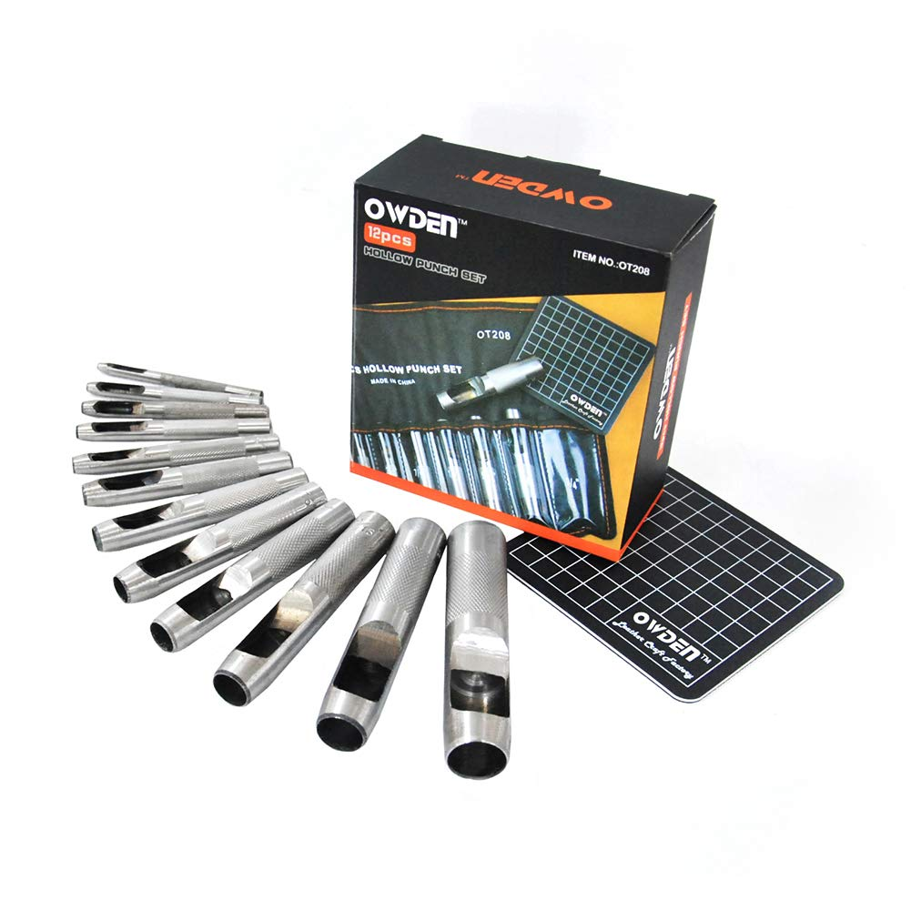 12Piece Leather Hole Punch Set with a Free Cutting Mat,Leather Tool,Hollow Punch Set, round Hole Punch Set,For Cutting of Soft Material