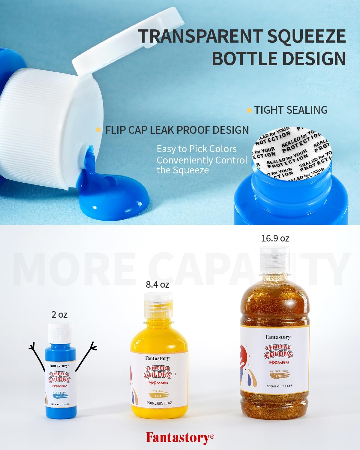 fantastory Tempera Paint for Kids 32 Colors (2 oz / 60 ml Each) Washable Temp... - Picture 4 of 15