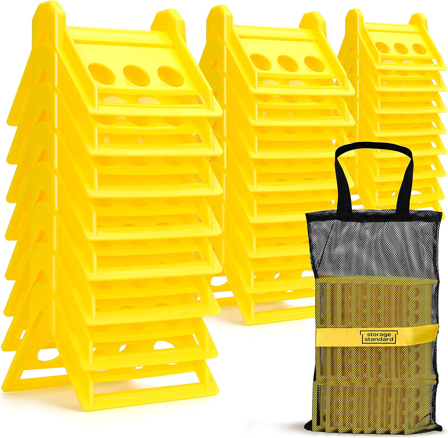 24 Pack Edge Corner Protector with Carrying Case for Flatbed Cargo Load Truck Shipping - 4'' X 6'' Winch Ratchet Straps Plastic Protectors Yellow