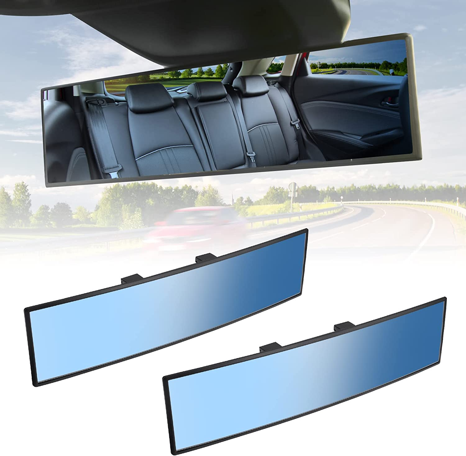 JOYTUTUS Rear View Mirror, Universal 11.81 Inch Panoramic Convex Rearview Mir... - Picture 11 of 12