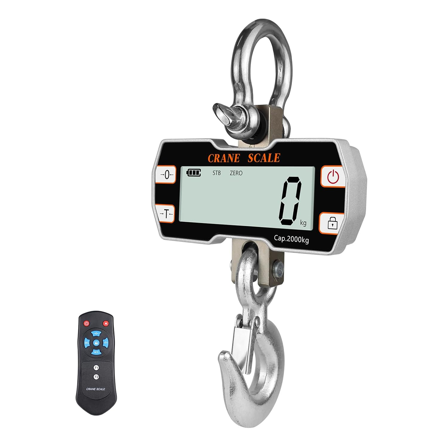 2000Kg 4400Lb Crane Scale, 2 Ton Digital Hanging Scale with Remote, Industrial Heavy Duty Electronic Crane Scale