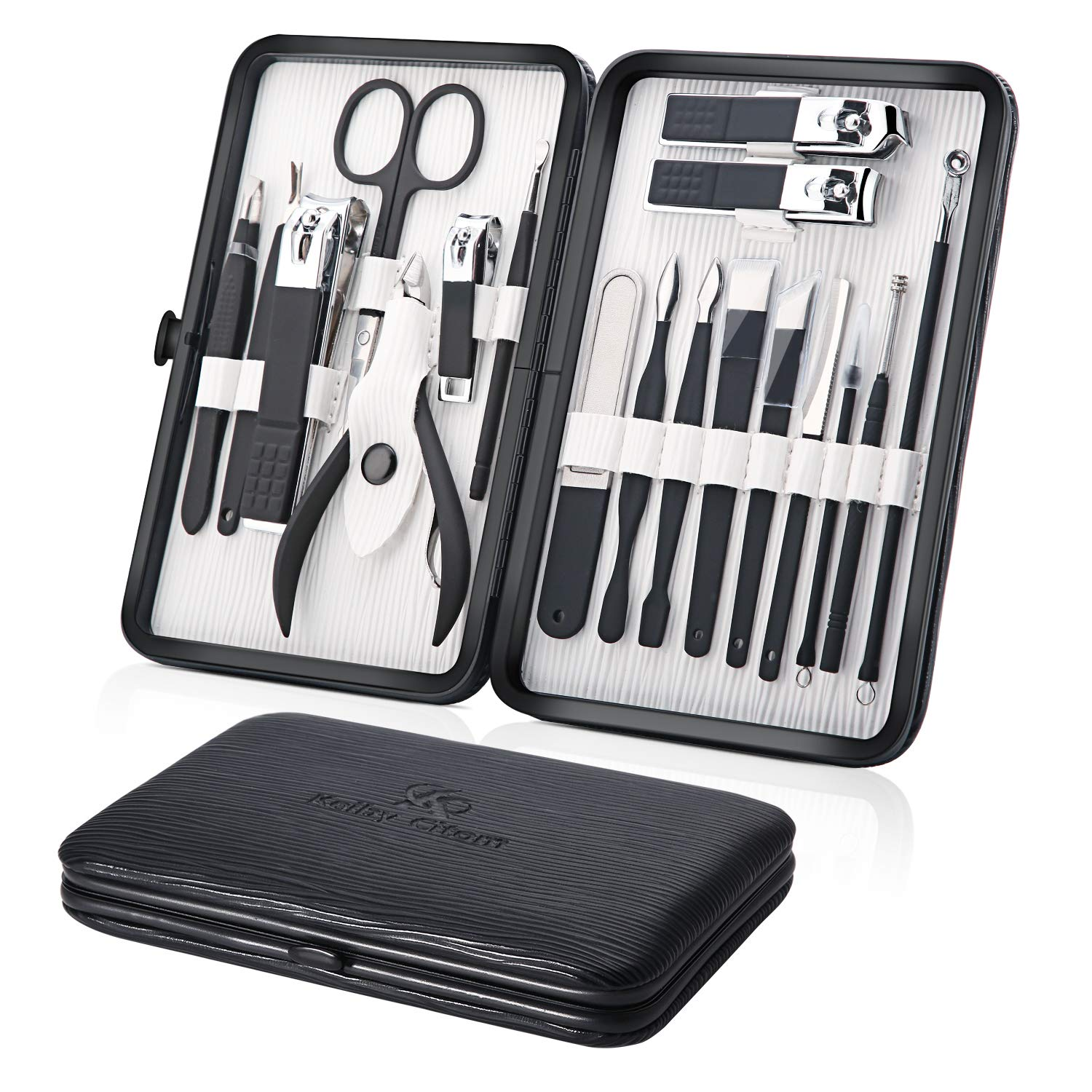 Juego Set De 18 Manicura Y Pedicura Profesional Para Corta Uñas Acero Inoxidable