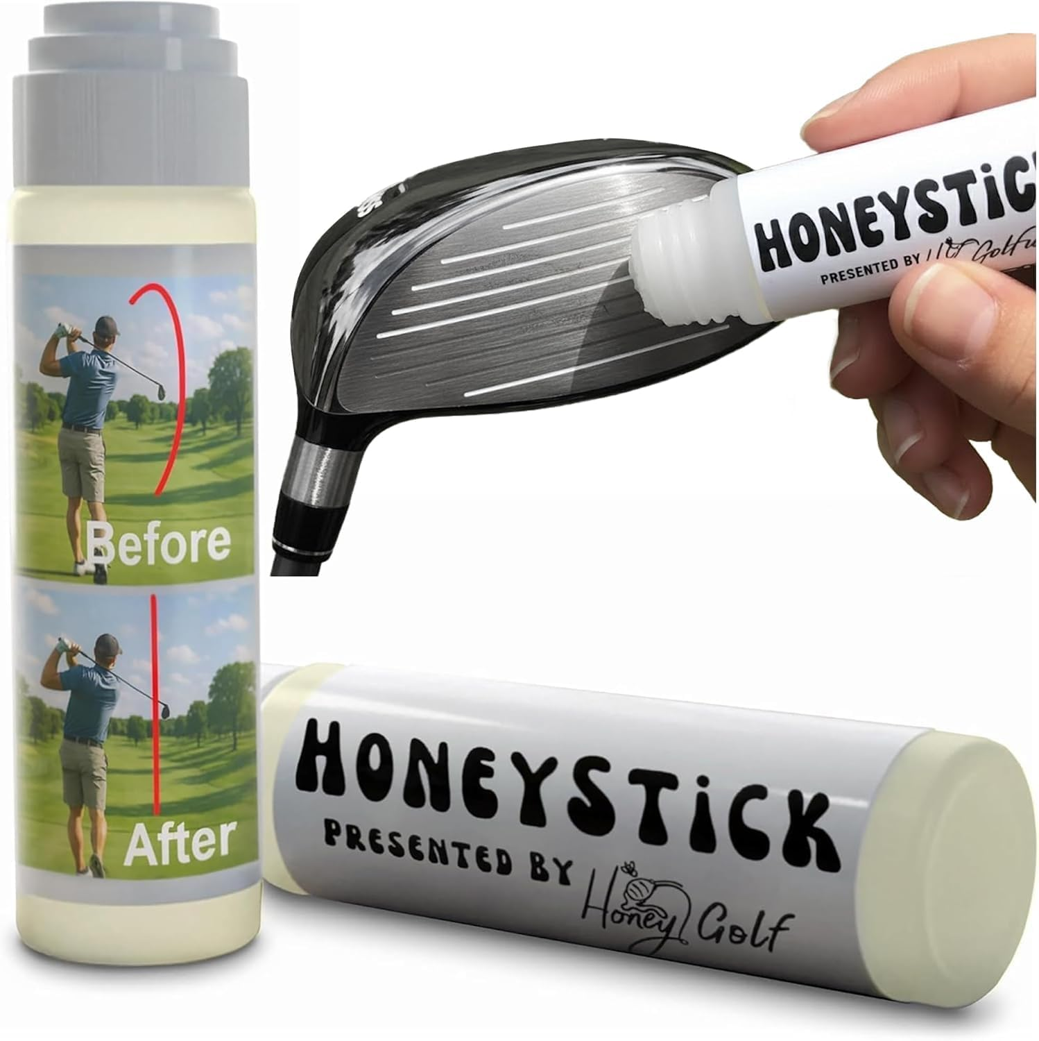 HoneyStick Anti Slice Gel for Golf Clubs - Anti-Hook Spin Reducer for Driver, Woods, Hybrids, Irons - Golf Accessories for Men - Golfers Must Haves & Essentials