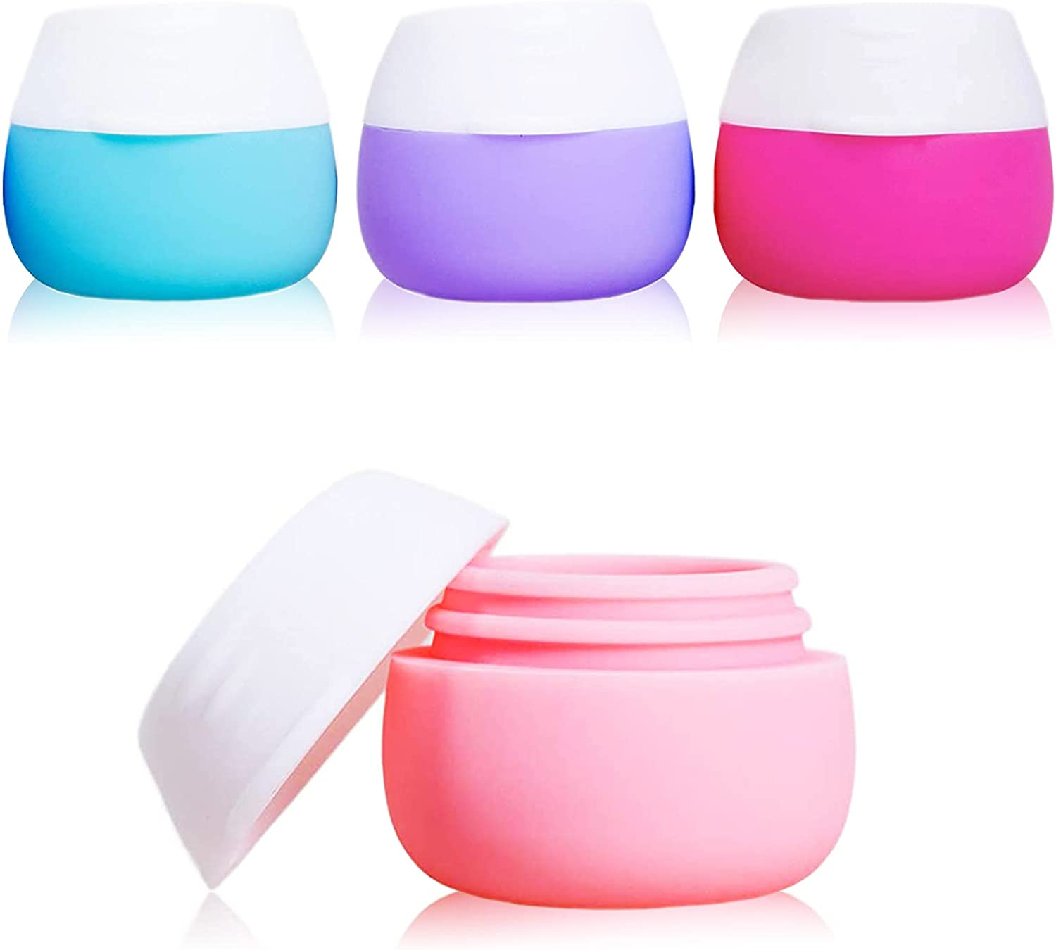 Gemice Silicone Cream Jars, TSA Approved Travel Size Containers - Leak-Proof Travel Accessories with Lid for Cosmetic Makeup Face Body Hand Cream (4 Pieces)