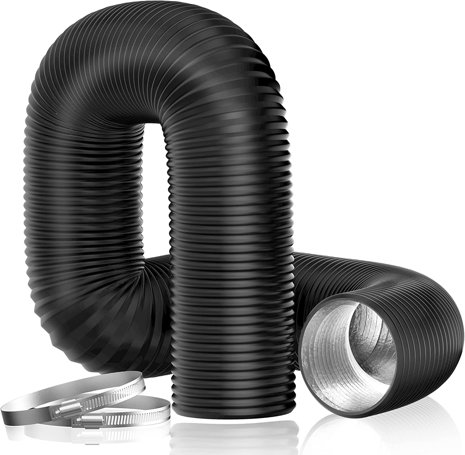 Dryer Vent Hose, 4 inch Insulated Flexible Duct 16FT with 2 Duct Clamps, Heavy-Duty Three Layer Protection for HVAC Ventilation, Duct Fan Systems