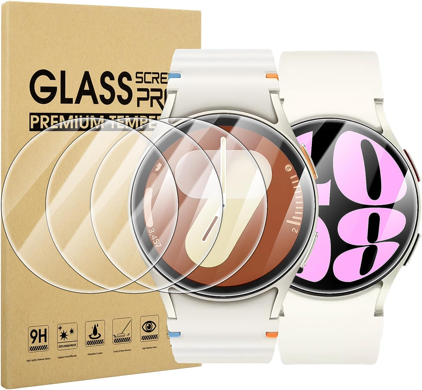 4 Pack Tempered Glass Screen Protector For Samsung Galaxy Watch 7 6 5 4 40mm