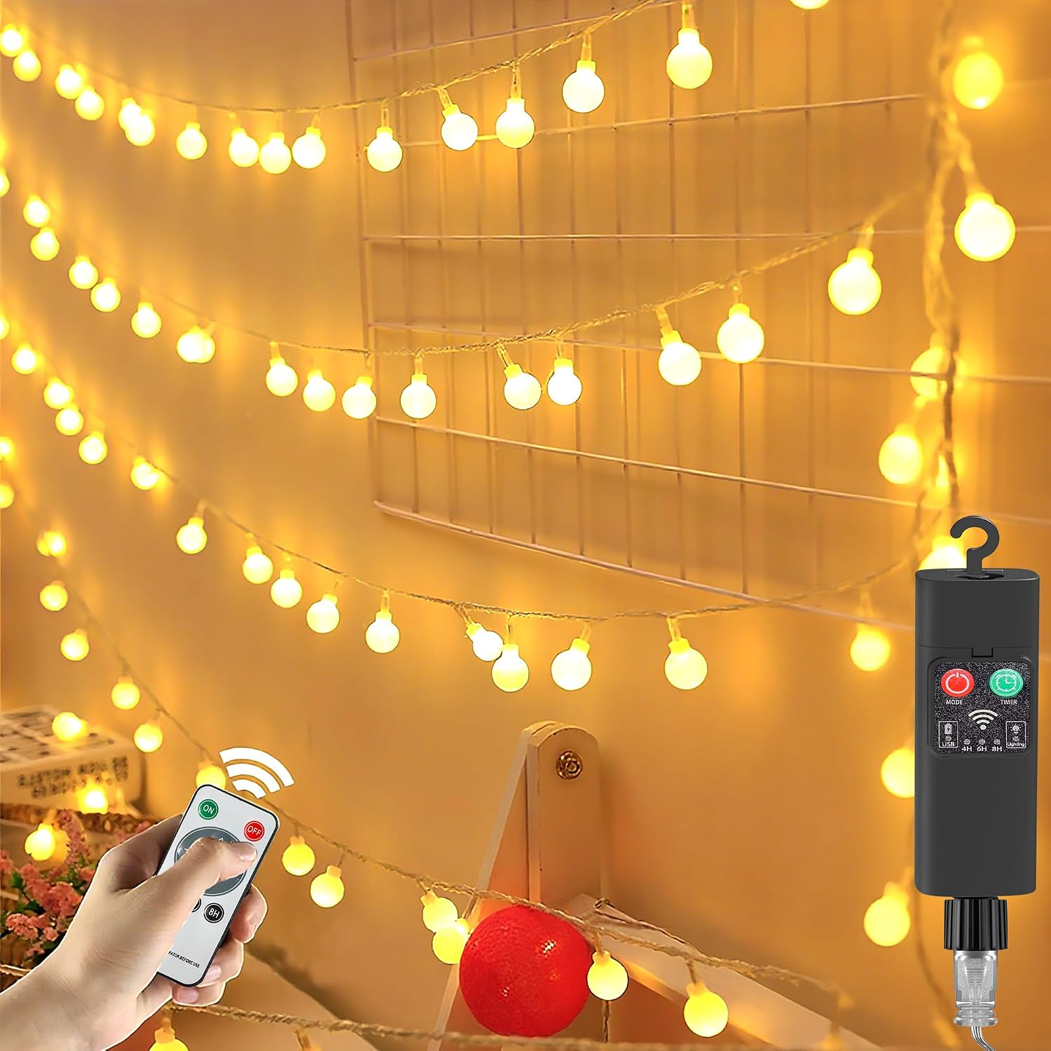 Rechargeable Fairy Lights USB with 8 Lighting Modes 16Ft 50Leds Waterproof