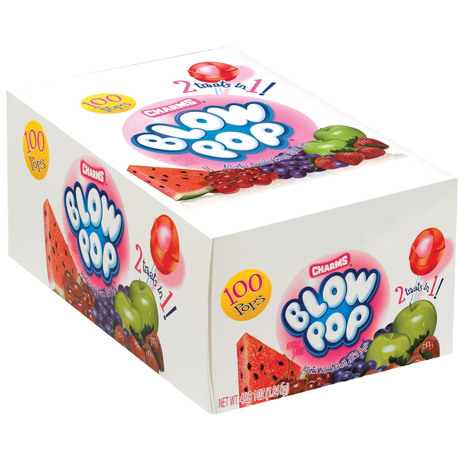 Charms Blow Pops, Assorted Flavors, 100-Count, 4Lb 1Oz Box