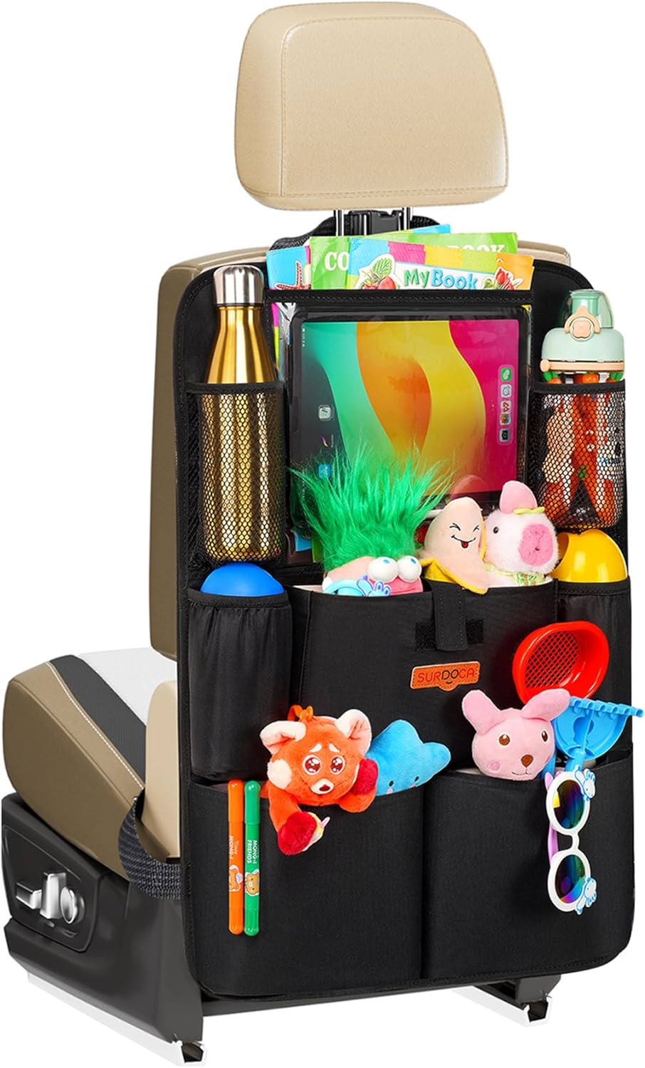 SURDOCA Autositz-Organizer – 4Th Generation Verbesserter Auto Rücksitz Für Bis Zu 11-Zoll Tablet, 8 Taschen, Kinderspielzeug-Aufbewahrung, Wasserdichter Rücksitzschutz Für Kinder