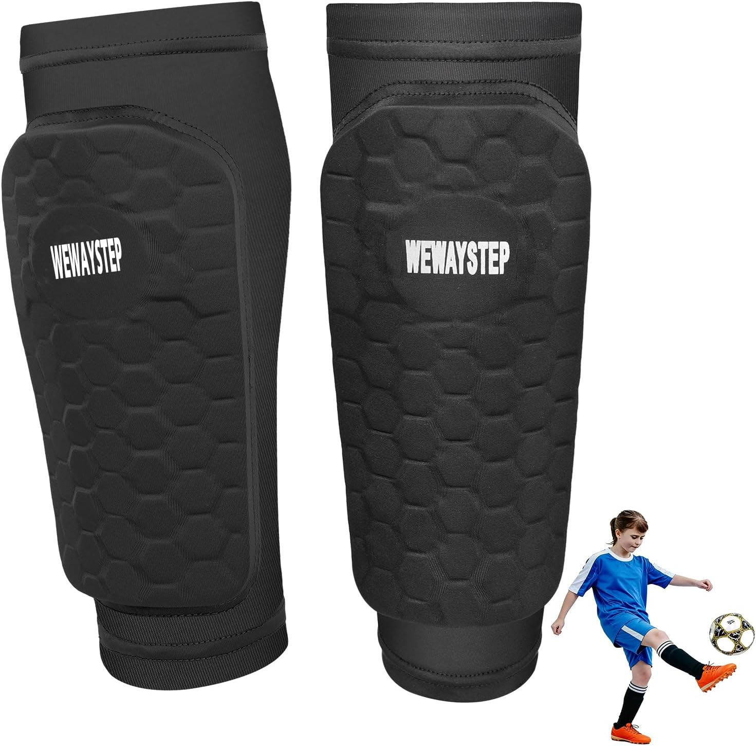 Espinilleras de futbol para niños y adultos con diseño panal ligeras de boxeo