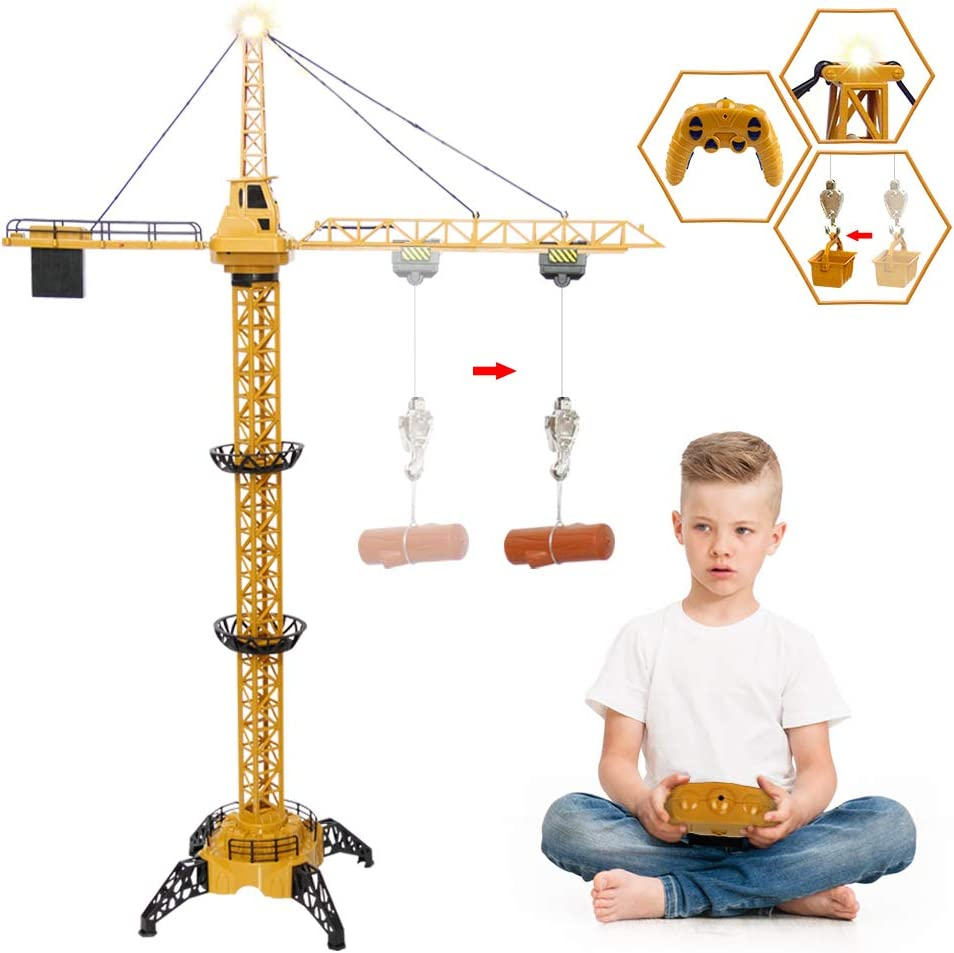 RC Crane Toy,50.4 Inch Tall 2.4Ghz Remote Control Robotic Excavator,Educational Construction Vehicles Toy for Ages 6,7,8,9 Boys or Girls