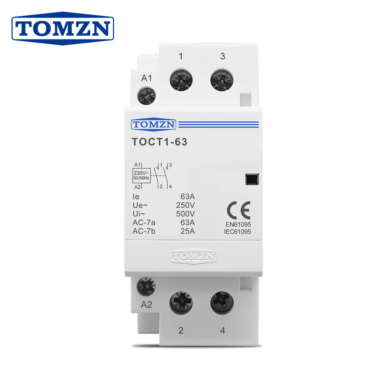 2P 40A 63A 220V/ 230V 50/60Hz Din Rail Household AC Modular Contactor TOCT1 2NO 1NO1NC 2NC