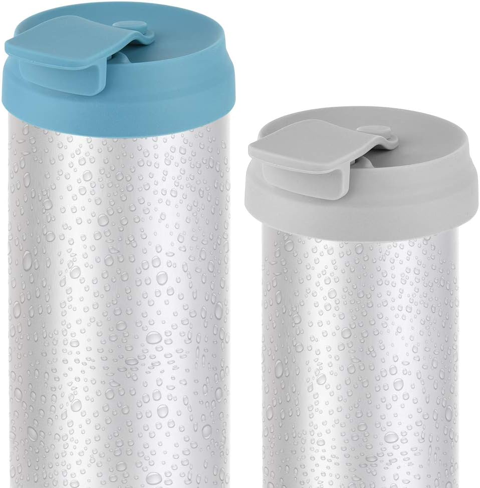 CM Silicone Beverage Can Lid Cover Protector for Slim Can and Skinny Can Hard Seltzer, Soda, Beer, Energy Drinks, Juice (Dark Blue (1 Pc) + Gray (1 Pc))