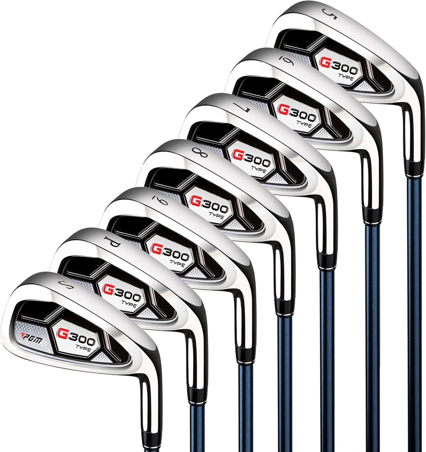 PGM 7 Piece Men'S Golf Iron Set and Sigle Club for Right Handed, Forgiving Design Sets with Graphite Shaft and Easy Control Grip Include Golf Club Iron 5 to 9 PW SW