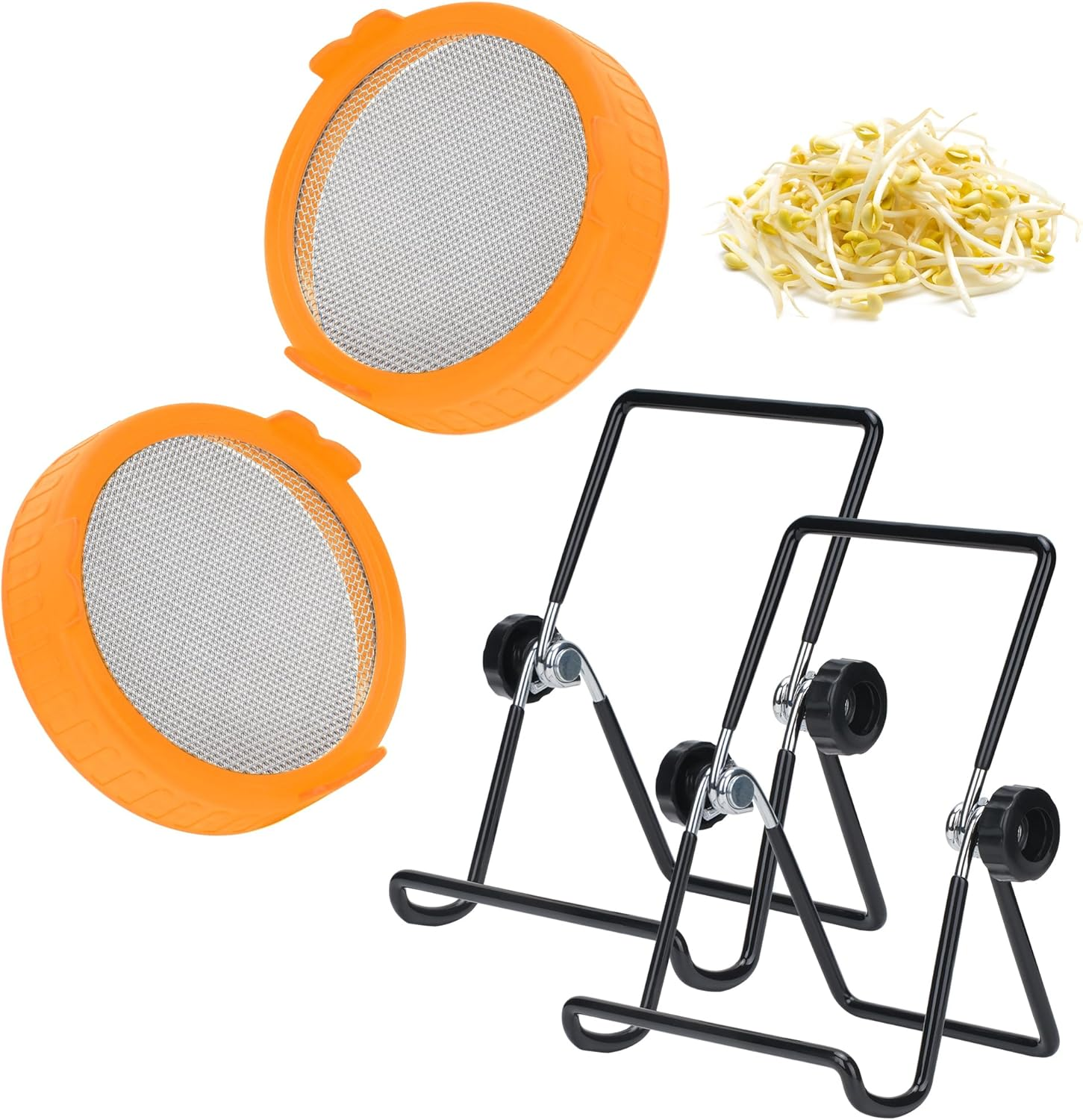 Sprouting Lids Growing Kit, Screen Sprout Lids with Stand, Sprouting jar kit for Sprouting, Sprouting Bean Seeds, Sprouting Kit
