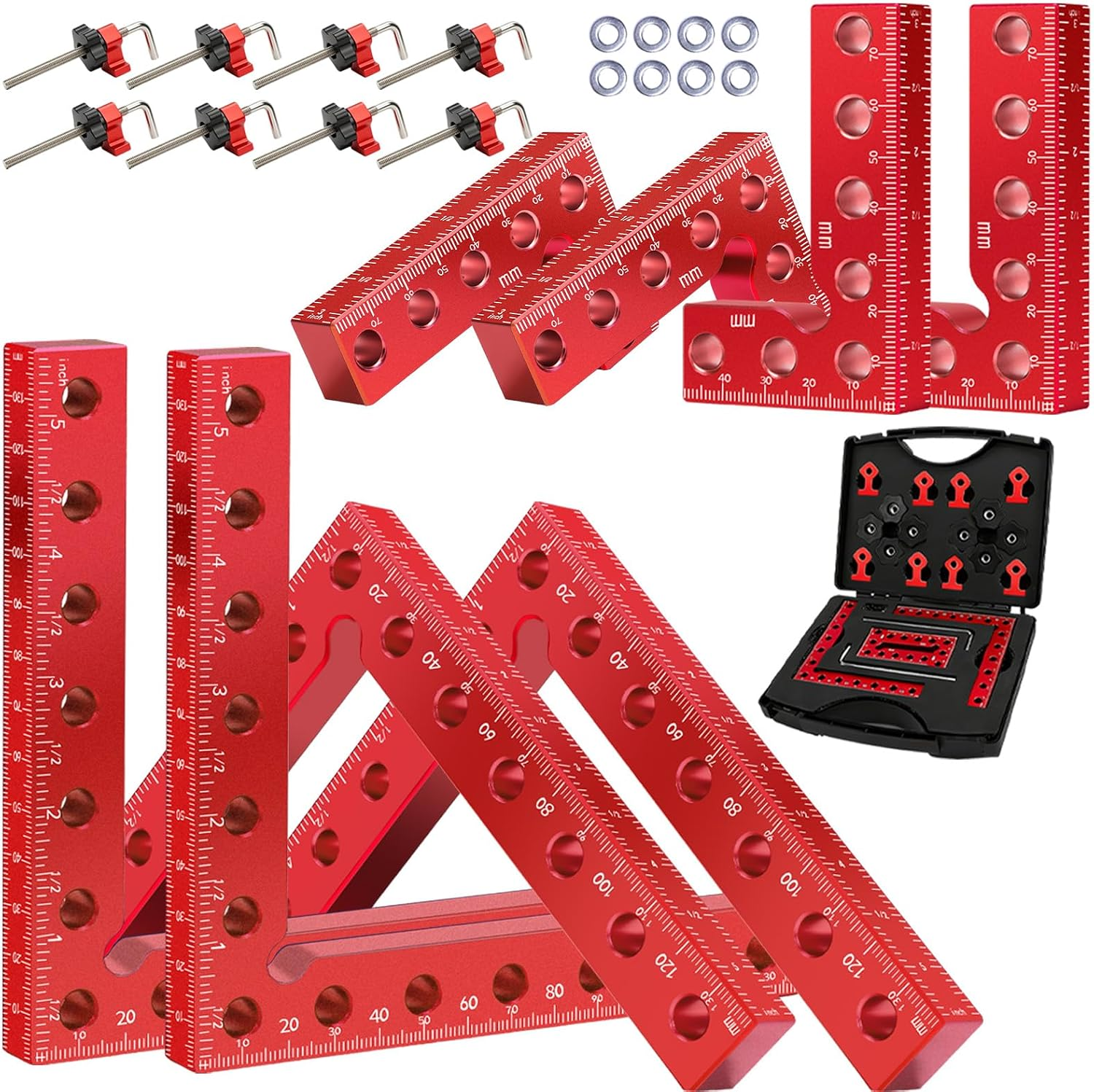8PCS 90° Corner Clamps for Woodworking, Aluminum Right Angle Kit