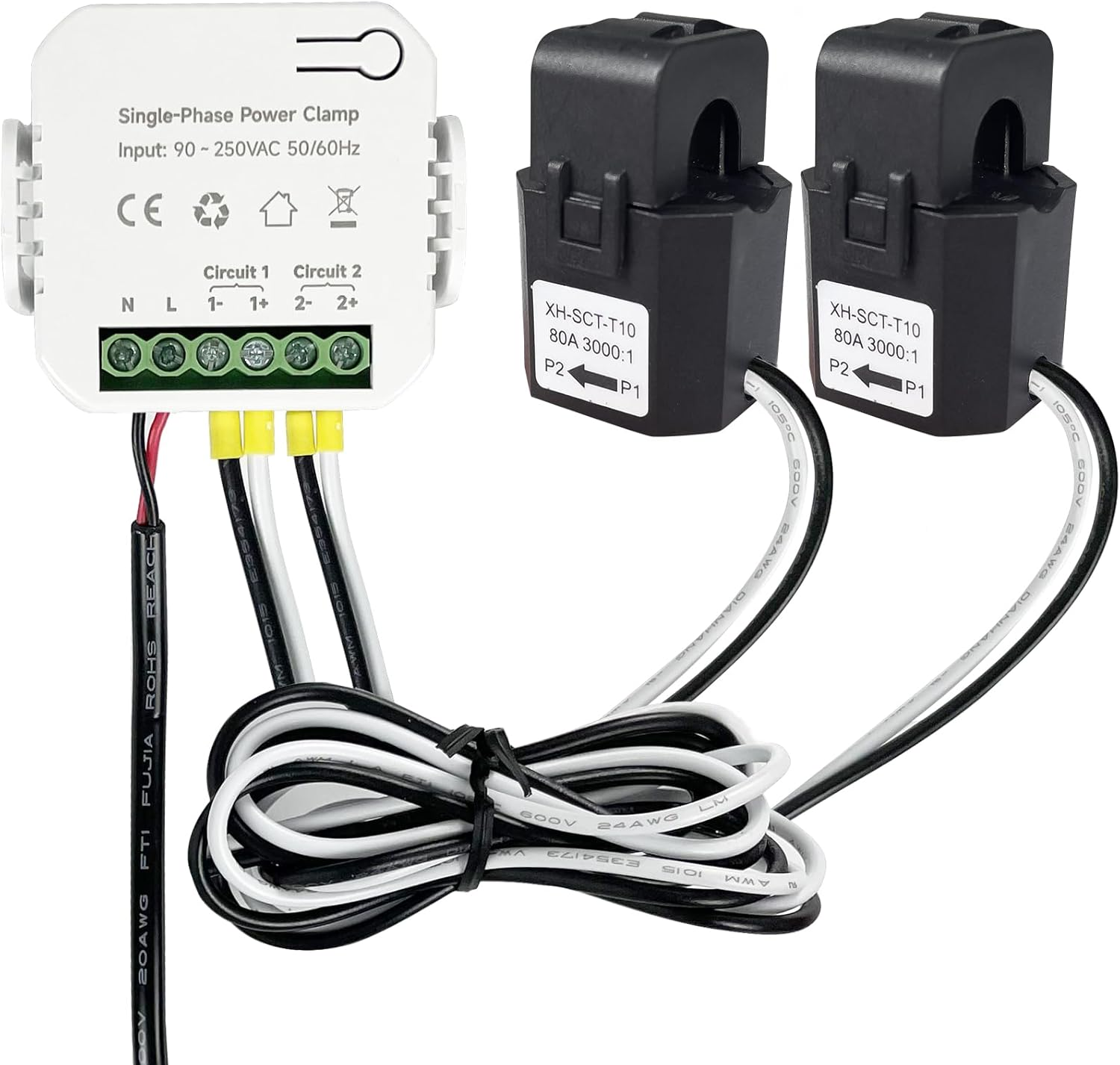 OWON Bi-Directional Smart 2 Way Wifi Power Monitor Energy Meter with 80A/ 2Clamp,Wifi Home Energy Monitor, Energy Meter Single Phase Electricity Compatible