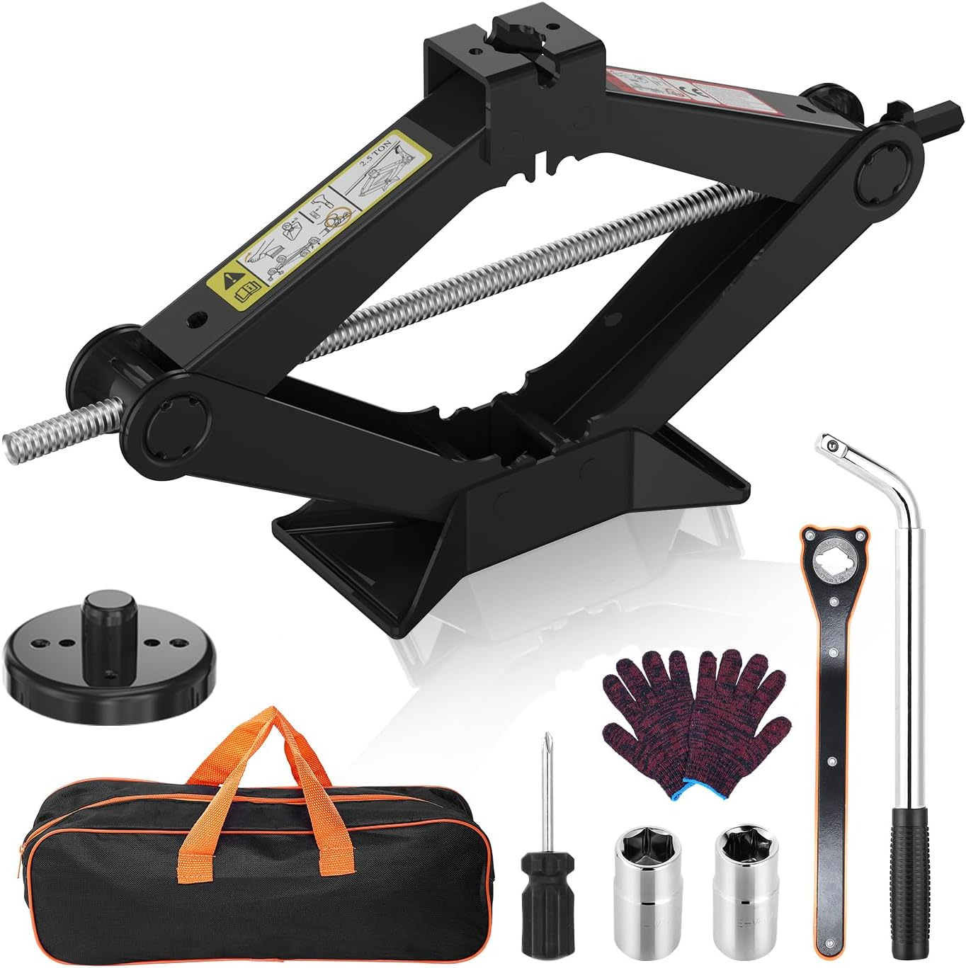 Upgrade 3 in 1 Car Jack Kit for Tesla Model Y/3/S/X, Coupe,Sedan,Suv,Mpv&Truck,Scissor Jack 2.5 Ton/5512Lbs Universal Car Emergency Kit with Lug Wrench Spare Tire Repair Tools