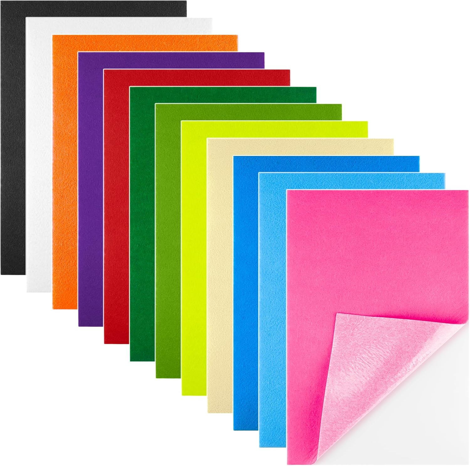 12 Pcs Self Adhesive Felt Sheet Soft Felt Sheets with Adhesive Backing for Art Project and Sewing DIY Craft(11.8