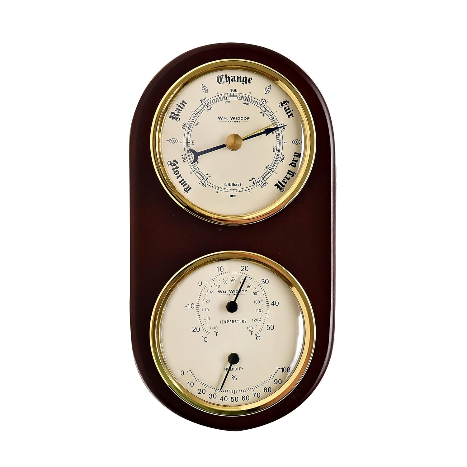 Wm. Widdop Wooden Barometer, Thermometer & Hygrometer
