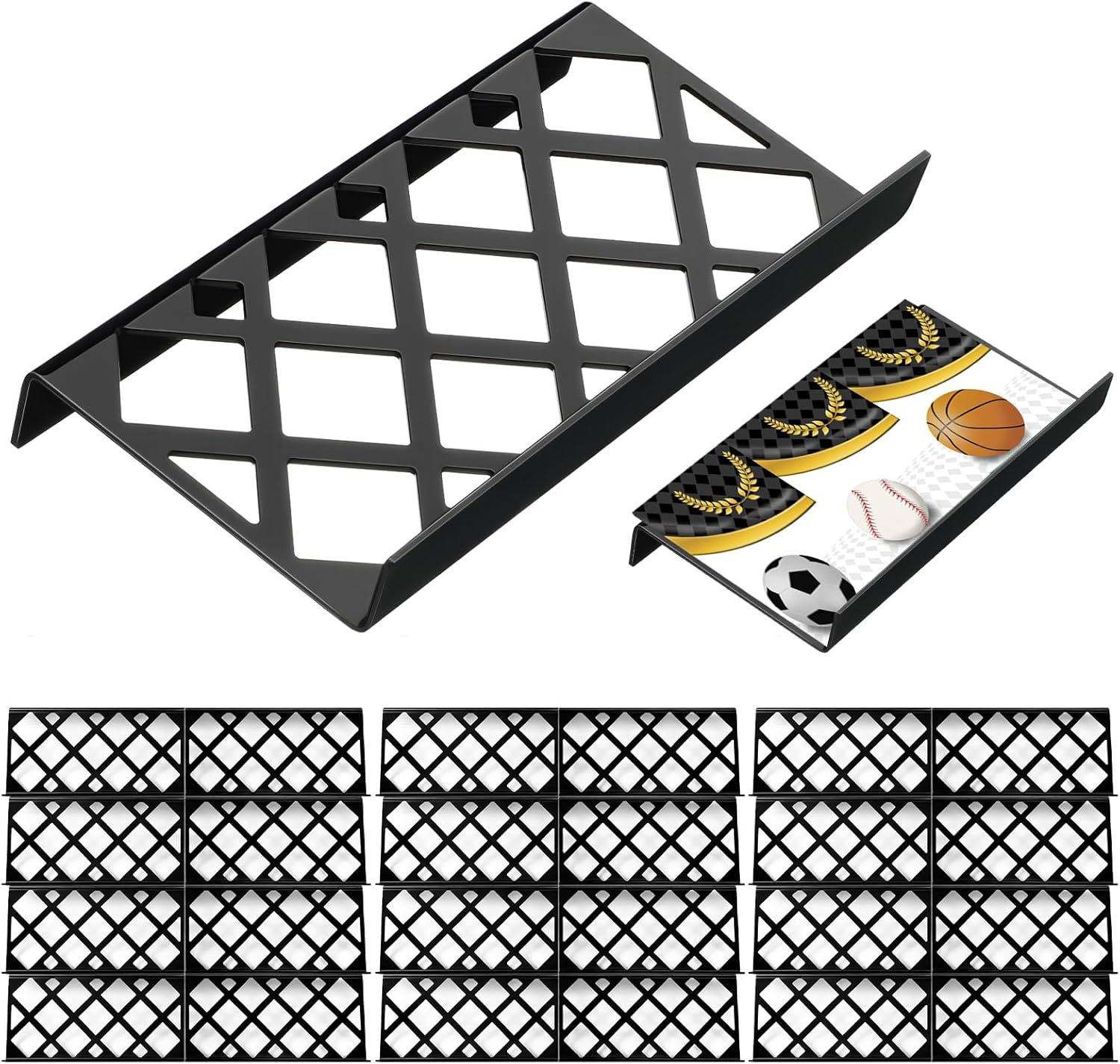 24 Pcs Trading Card Risers for Display Case Acrylic Display Risers for Cardshow Vendor Sport Card Board Game (Hollow)