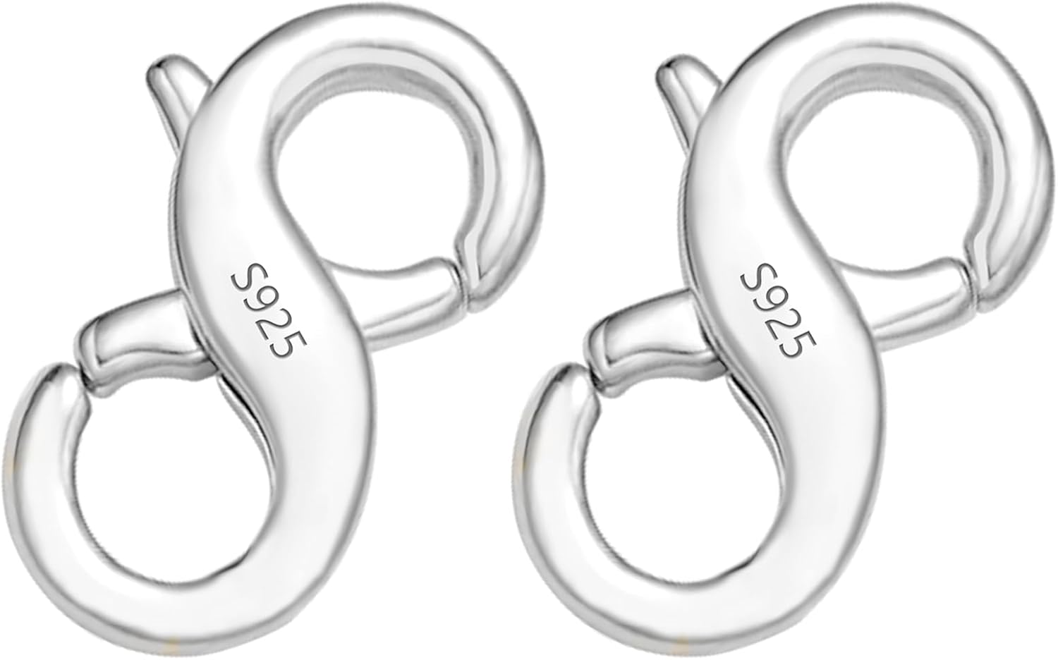 Double Opening Lobster Clasps Closure, 2 Pcs Necklace Bracelet Extender Clasps and Closures S925 Sterling Silver Neckalce Connector Clasps for Bracelet Anklet DIY Jewelry Finding Supplies (Silver)