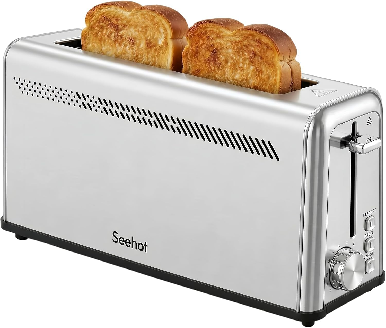 Slim Long Slot Toaster, 2 Slice Wide Slot Stainless Steel