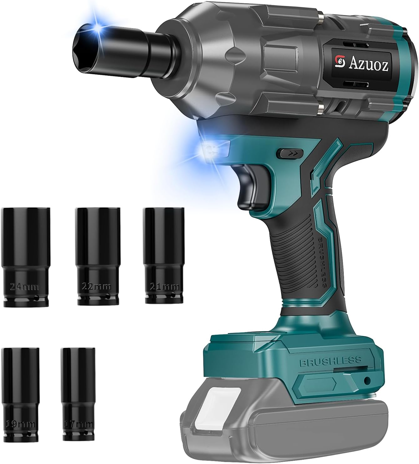 Cordless Impact Wrench 1/2 for Makita 18V Battery,1500Nm/1106Ft-Lbs Brushless Impact Driver,4-Speed Impact Drill Gun Tool 2100 RPM High Torque with 5 Sockets for Automotive/Motorcycle Repair