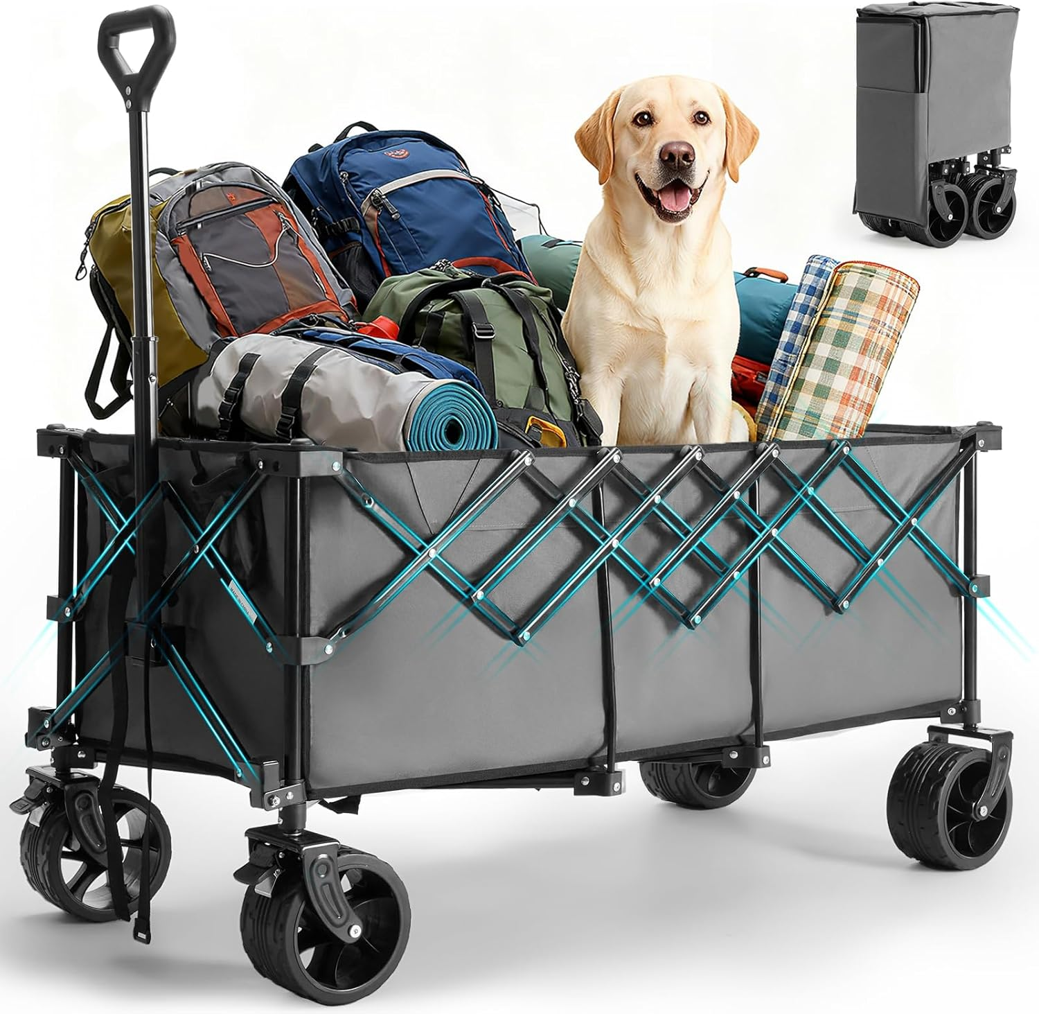 Collapsible Wagon Cart - 440Lbs Foldable 49