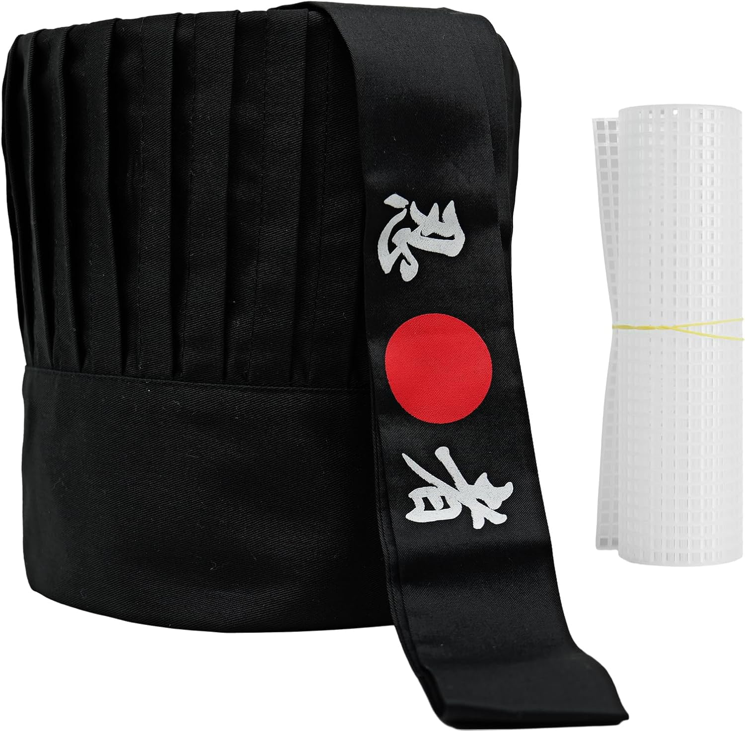 Hibachi Chef Hat Teppanyaki Tall Chef Cap with Hachimaki Headband Tie for Chef