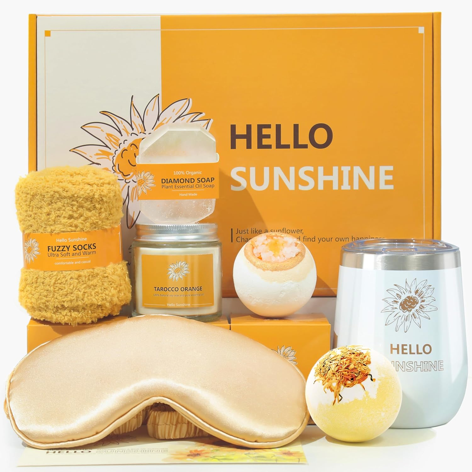 Birthday Gifts for Women, Spa Care Package Gifts Basket Unique, Sunshine Get Well Soon Sunflower Presents Gift Box Set for Women Mom Sister Best Friend Teacher