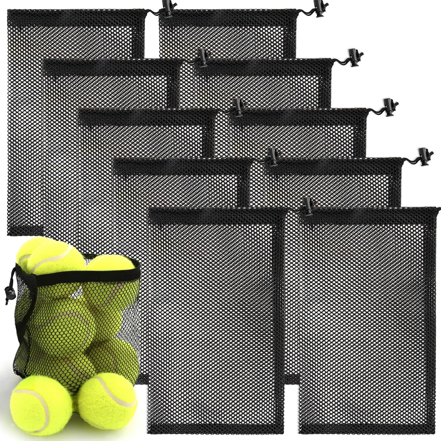 Mesh Drawstring Bag, Black