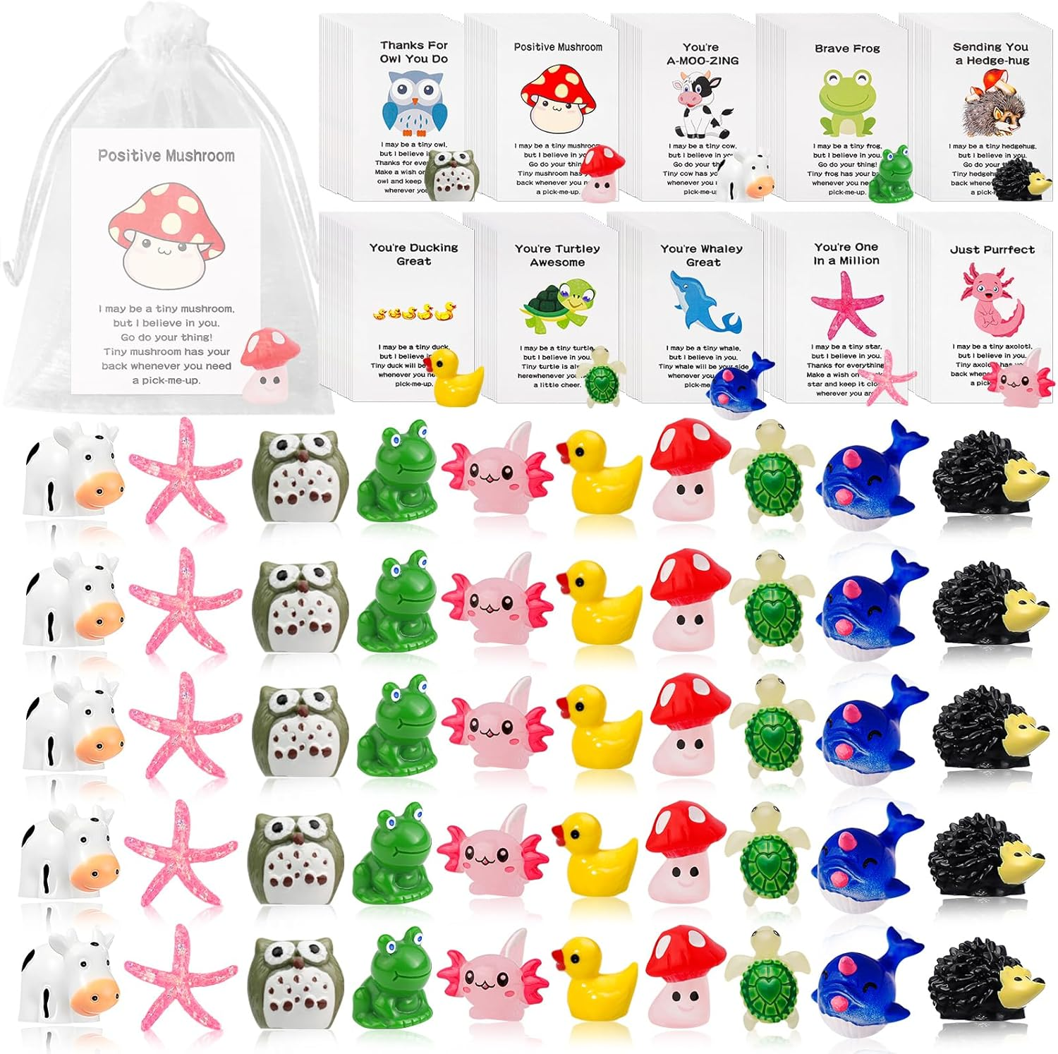 100 Set Employee Appreciation Gifts Bulk for Coworkers Staff - Teacher Appreciation Bulk Resin Gifts for Office Volunteer Staff Thank You Gift Set with Inspirational Note Cards