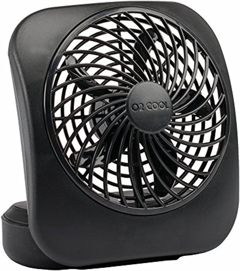 Treva 5 Inch Battery Powered Fan Portable Desk Fan 2 Cooling Speeds with Compact Folding & Tilt Design Cubicle Accessories Small Portable (Black)