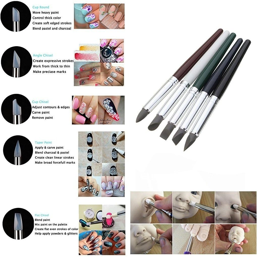 COMIART Clay Sculpture Tools Silicon Color Shapers Painting Brushes Size 6 - Picture 3 of 14