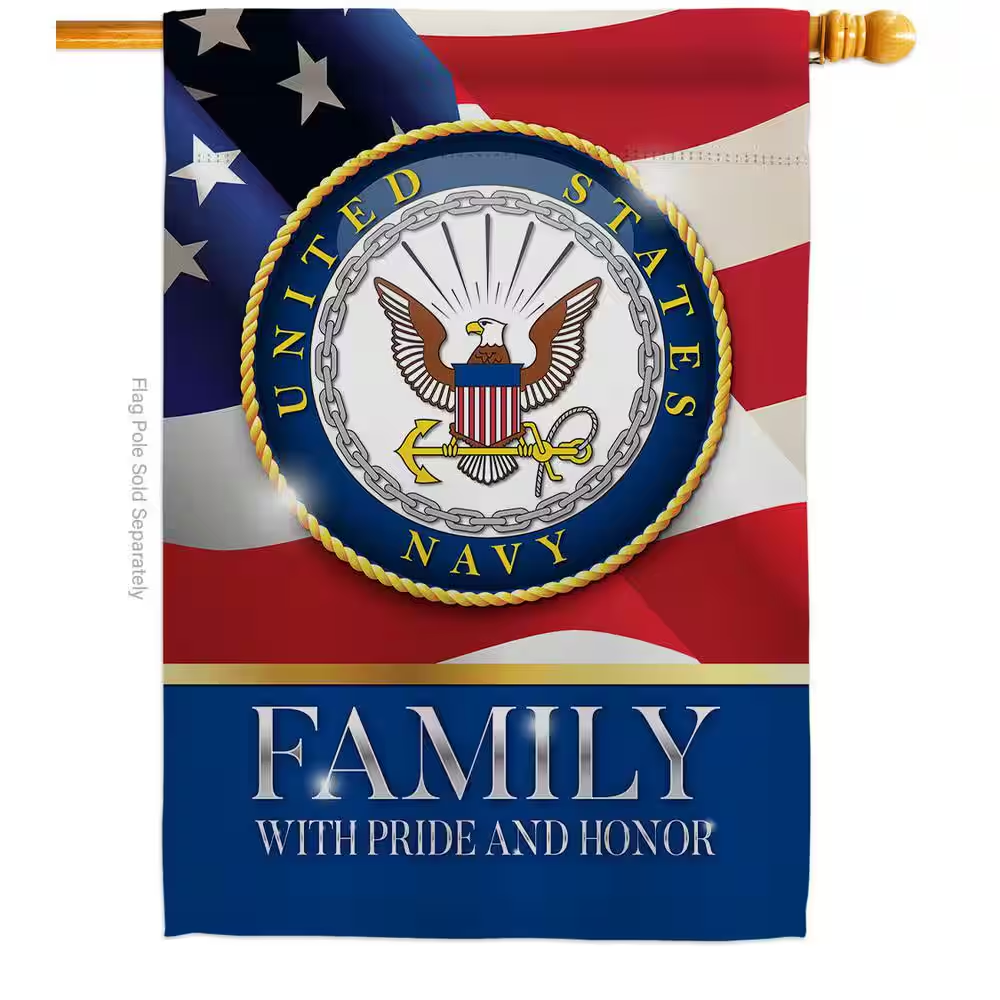 28 In. X 40 In. US Navy Family Honor House Flag Double-Sided Armed Forces Decorative Vertical Flags