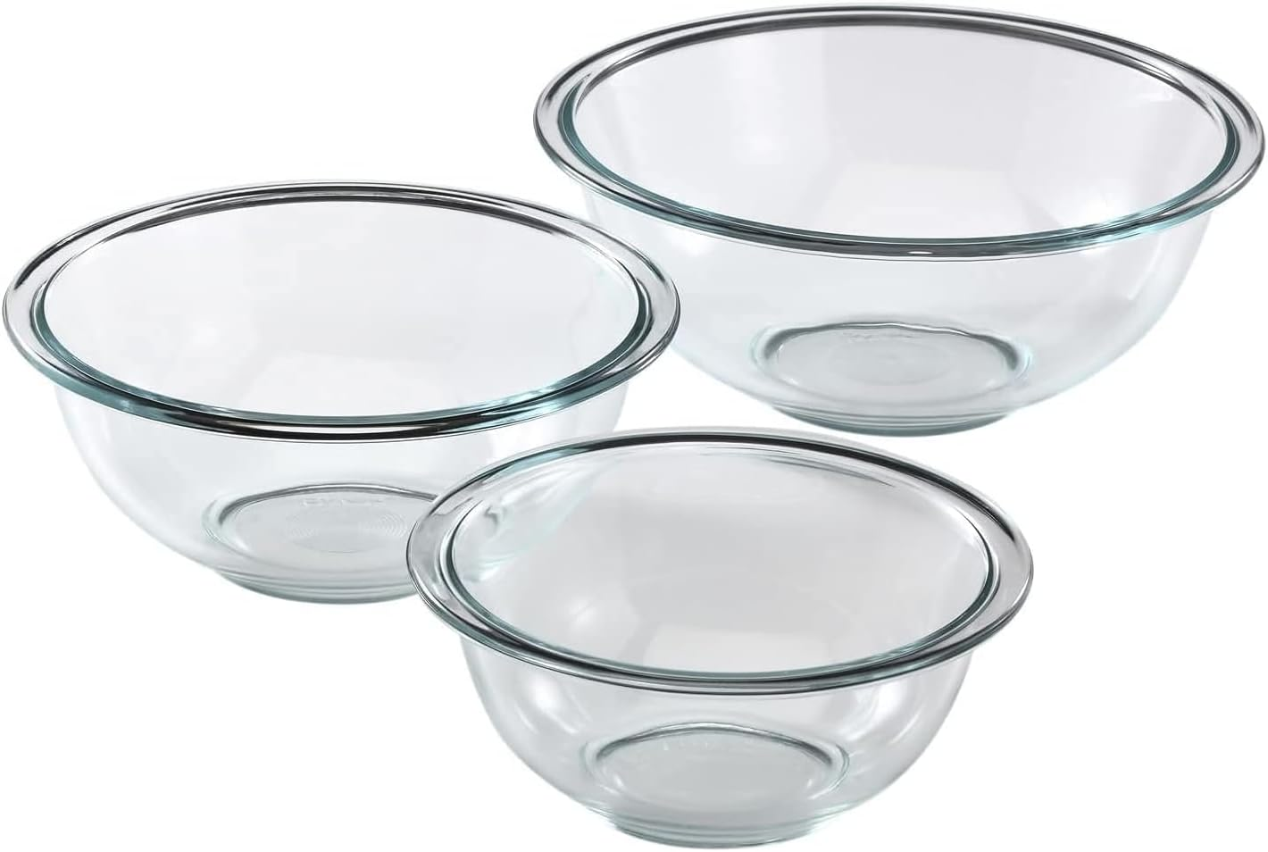 Essentials (3-Piece) Glass Mixing Bowls Set for Prepping, Baking and Cooking, Preheated Oven, Dishwasher, Freezer, and Microwave Safe