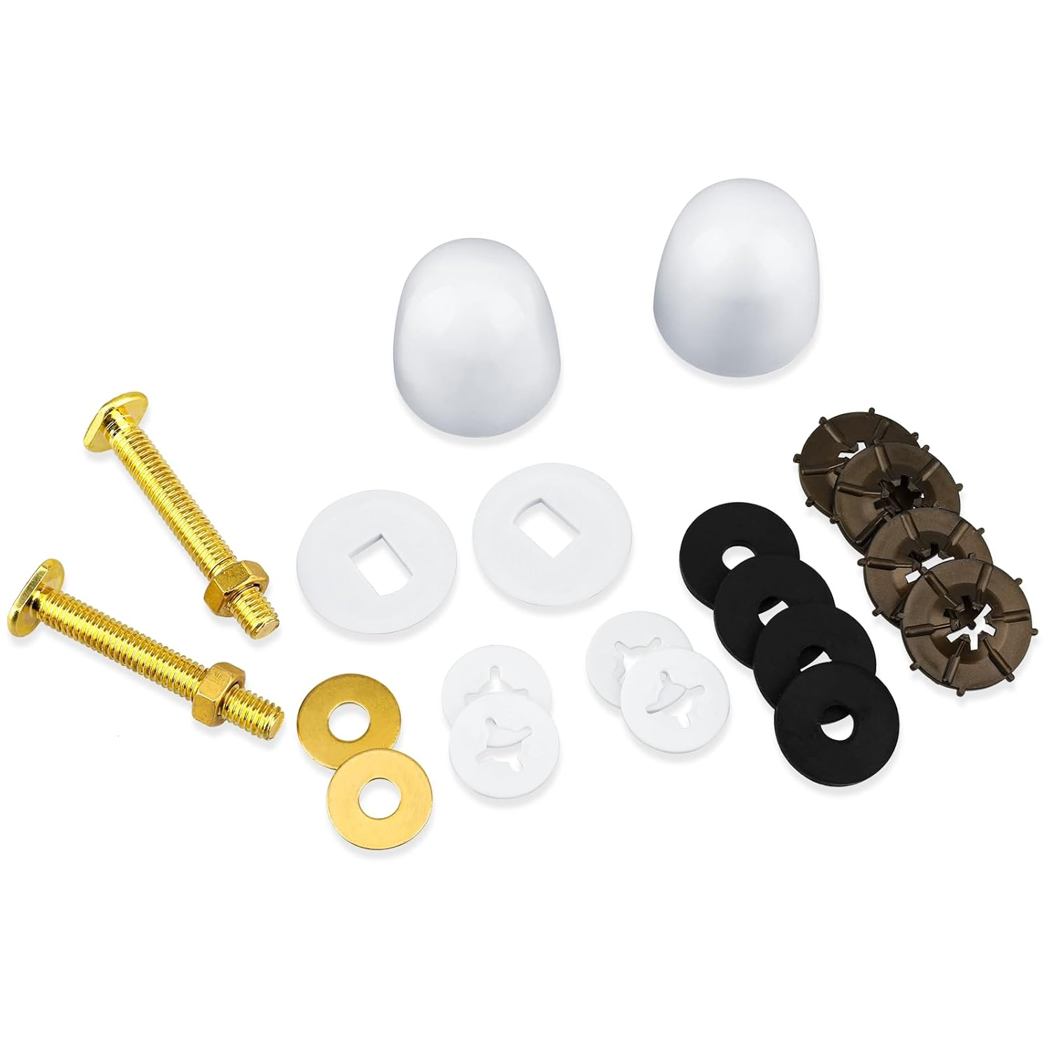 Toilet Floor Bolt and Caps Kit, Universal Toilet Flange Repair Kit Solid Brass Fixing Bolts and Nuts Set American Standard Toilets Parts Including Bolt Caps Closet Bolts and Washers