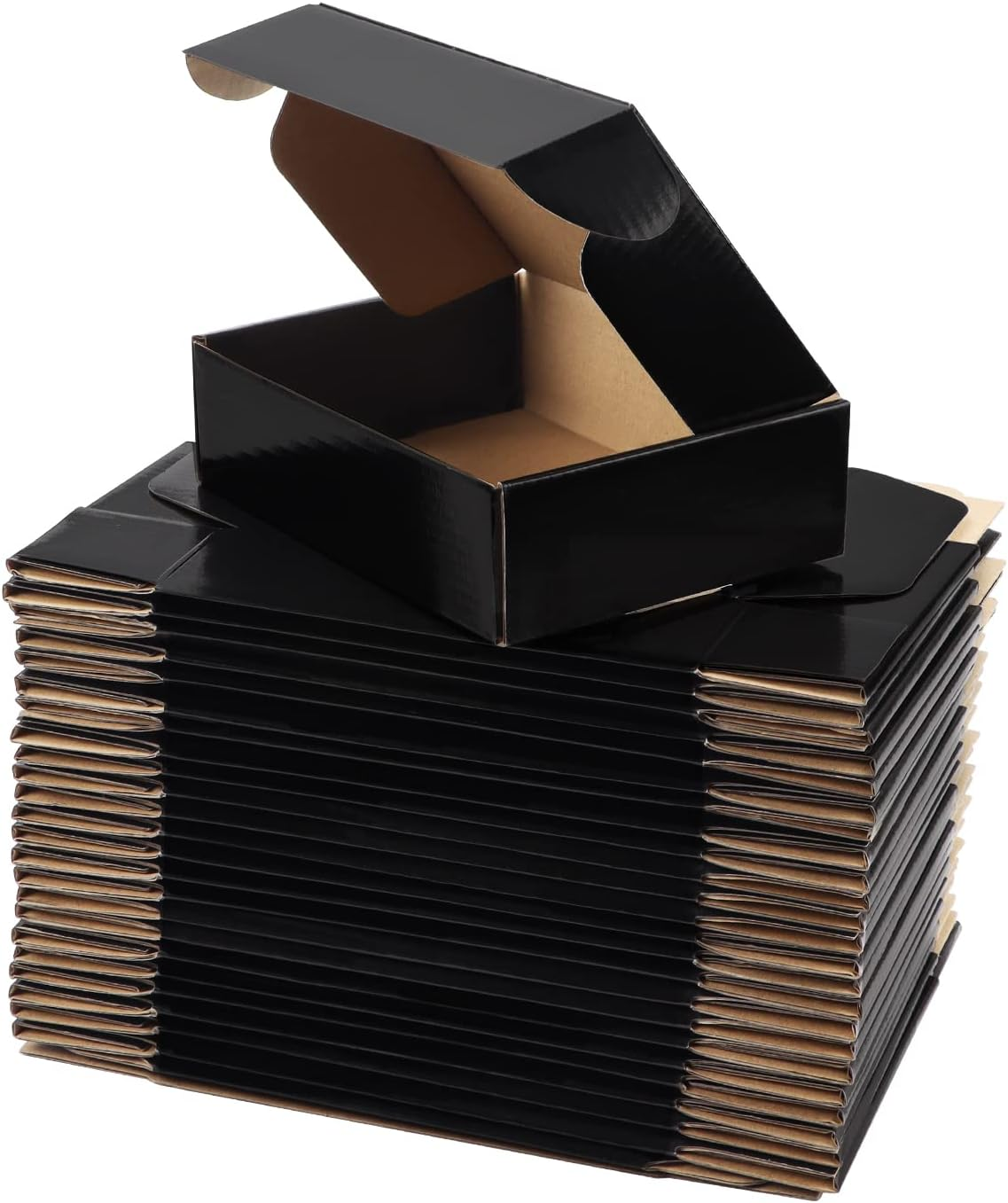 25 Pack 7X5X2 Shipping Boxes for Small Business, Black Packaging Cardboard Boxes, Moving Mailing Packing Box