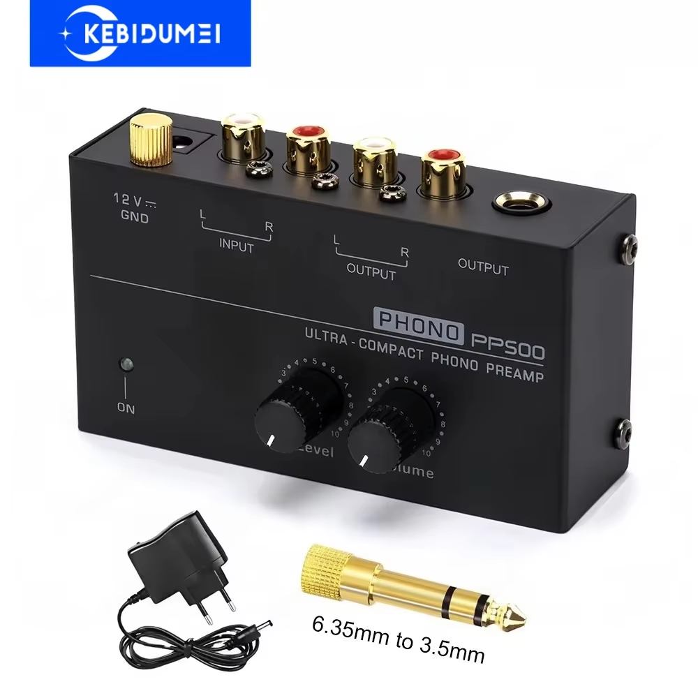 Audio Amplifier Phono Preamp Pre Amp Preamplifier with Level Volume Control RCA Input Output 1/4