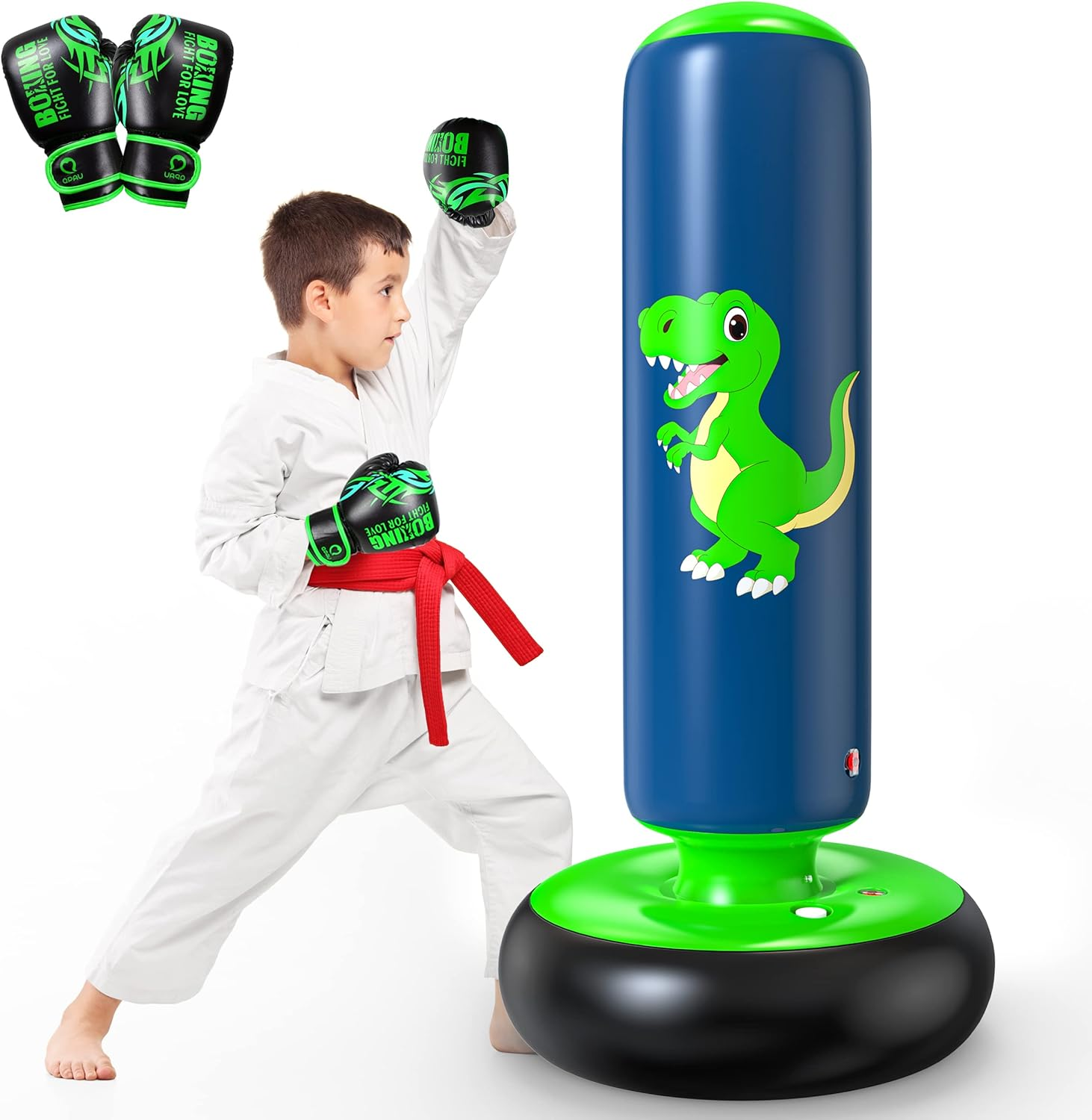 Inflatable Punching Bag, 48 Inch Stable Inflatable Boxing Bag for 3-6 Kids, Dinosaur Toy & Gifts for Boys and Girls, Kids Boxing Set for Practicing Karate, Taekwondo
