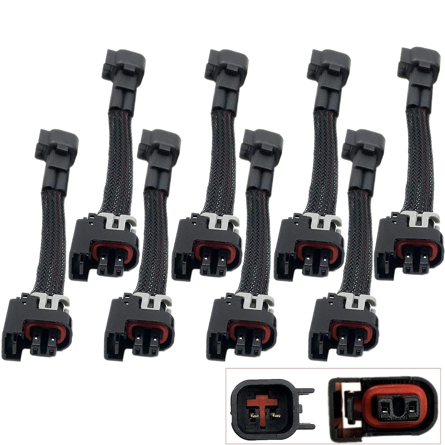 8Pcs Wire Harness Adapter Compatible with LS Gen 3 Tuck USACAR EV6 to Mini Delphi Multec 2 Fuel Injector OEM Tooling, Connector, Lock, Seals, & Terminals WAINJ40