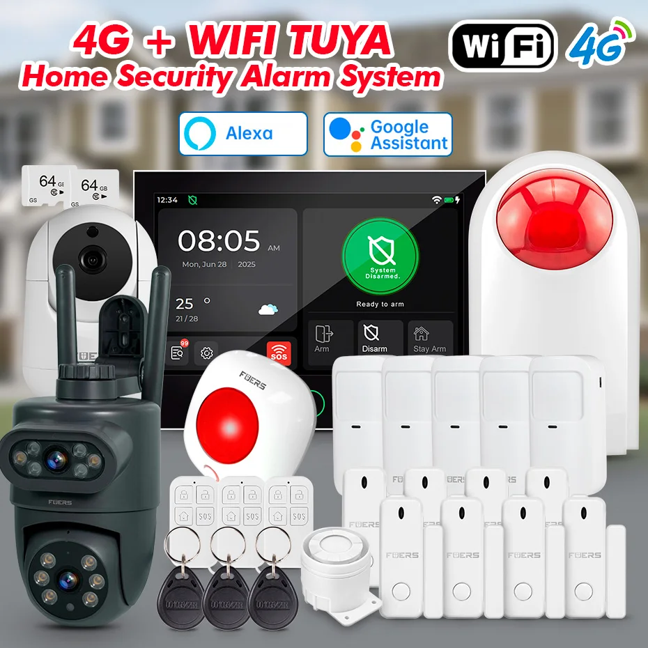 7 Inch TFT Screen 4G Tuya Smart Home Security Alarm System G70 GSM WiFi Wireless Home Burglar Security Alarm System