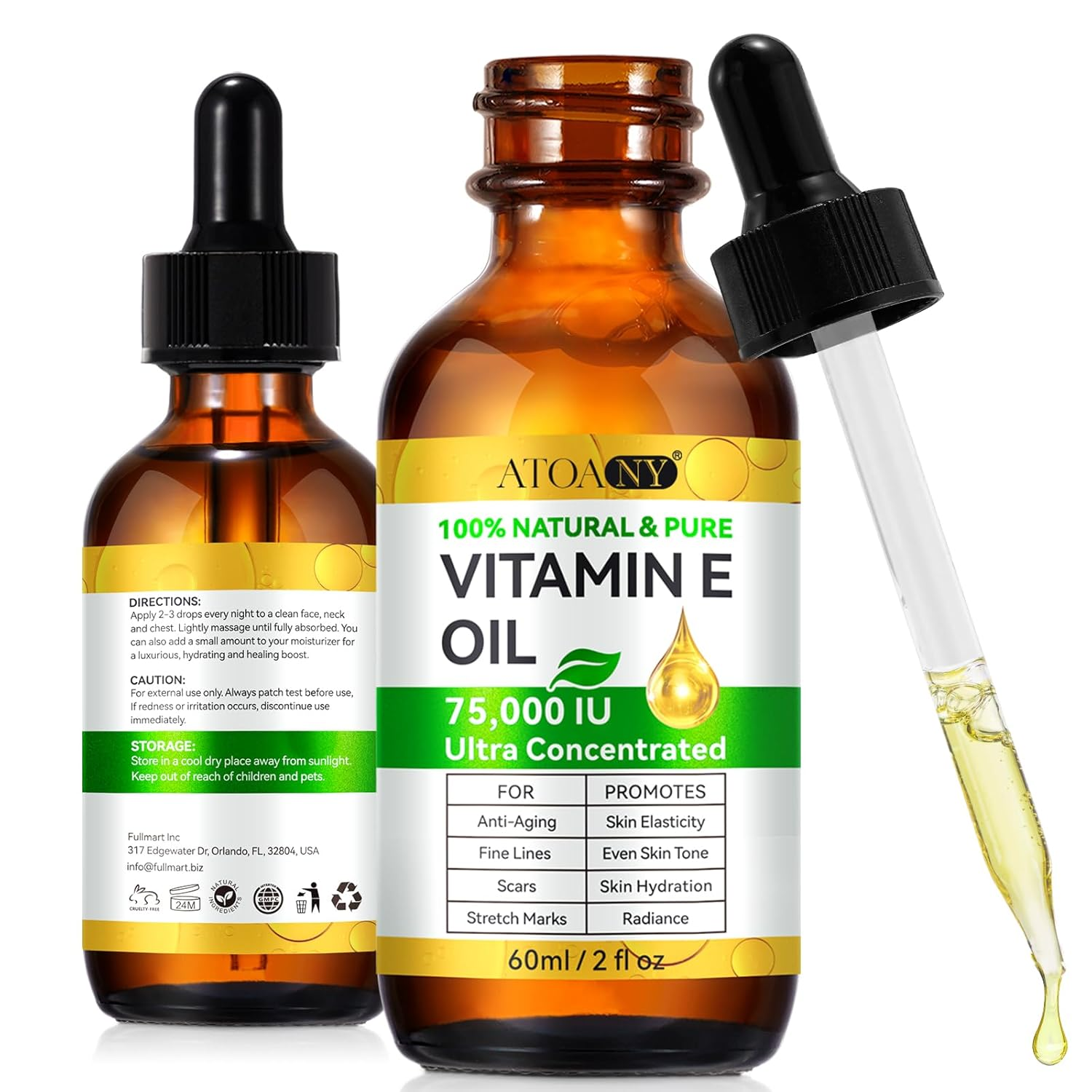 Vitamin E Oil,Natural Vitamin E Oil for Skin 75,000 IU, Organic Pure Vitamins E