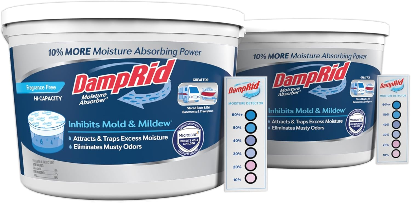 Hi-Capacity Fragrance Free Absorber Bucket, 2 Lb. 15.5 Oz. with Detection Strip, 2 Pack