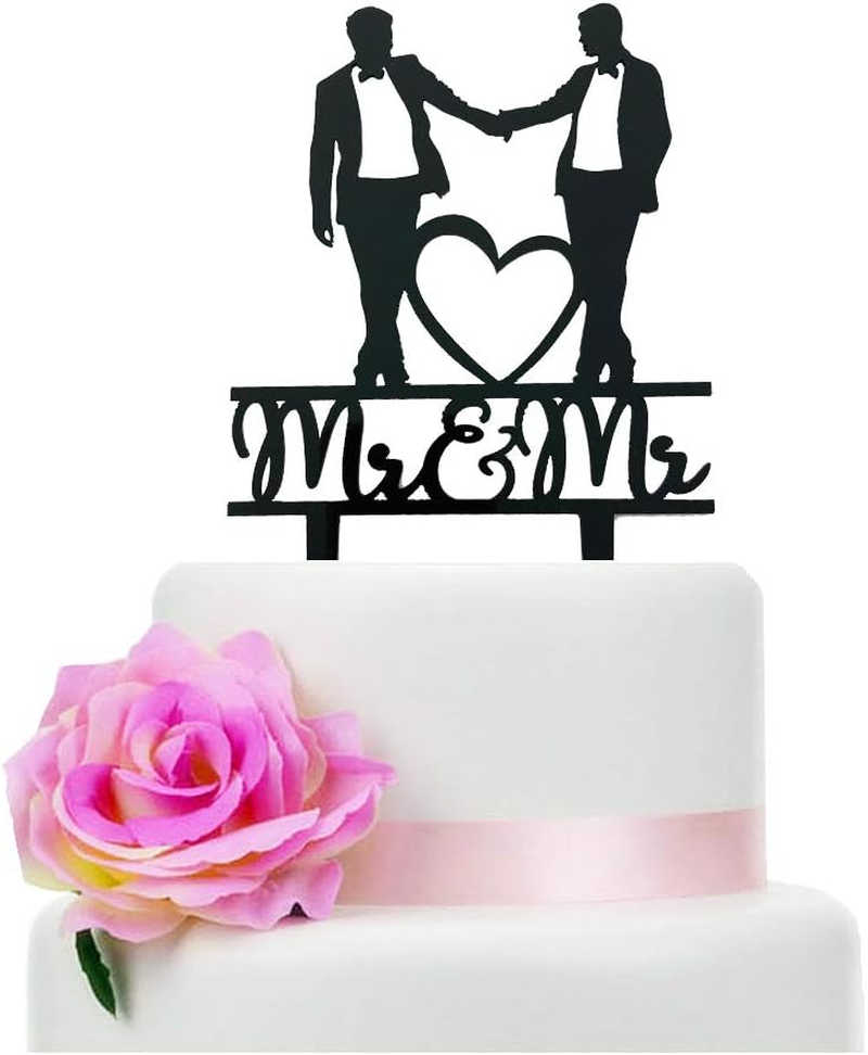 Mr & Mr Wedding Cake Topper Black Acrylic Gay Wedding Cake Topper Wedding Gif...